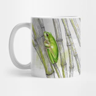 cute green frog on bamboo Mug